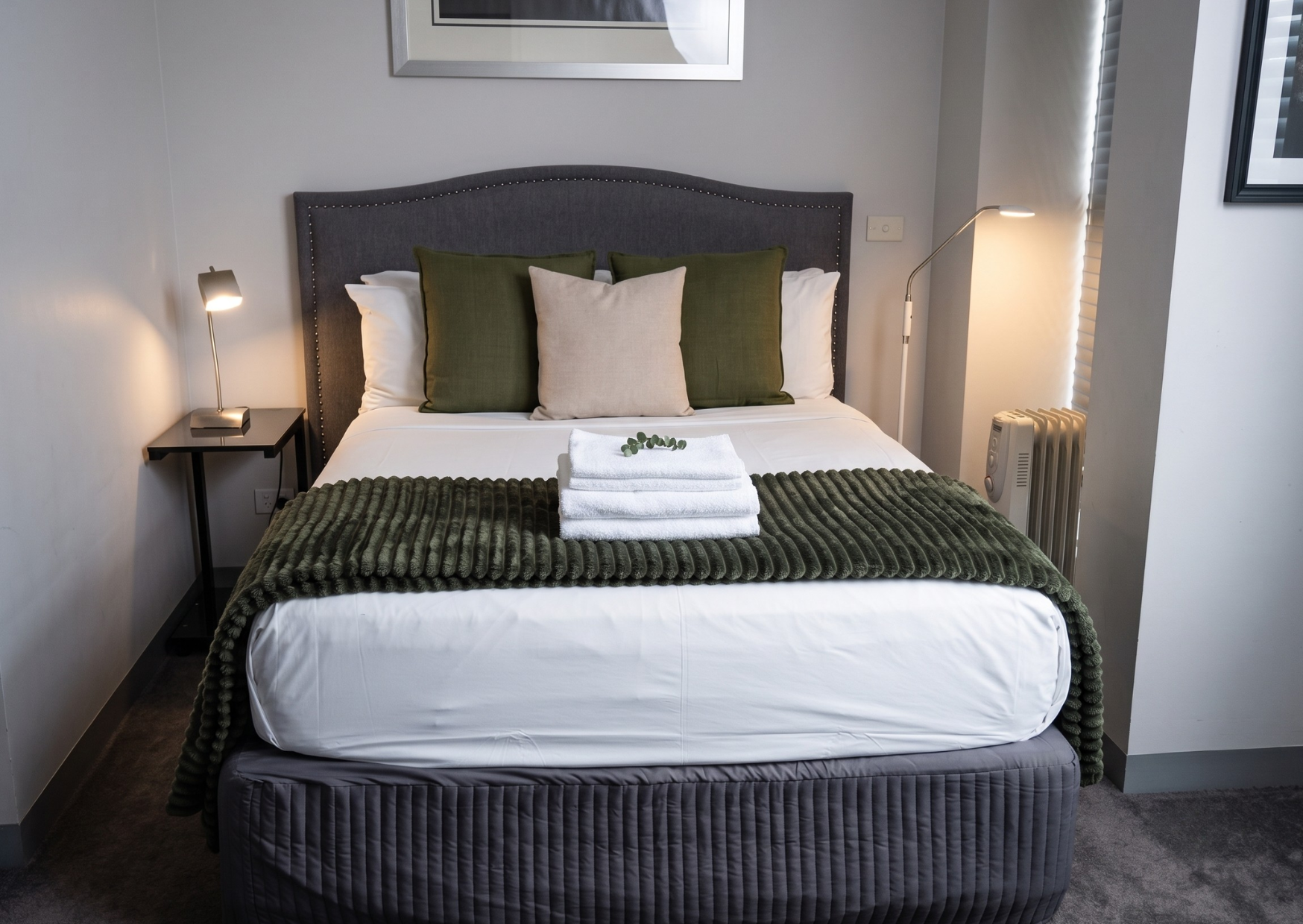 Cosy double bedroom with blinds
